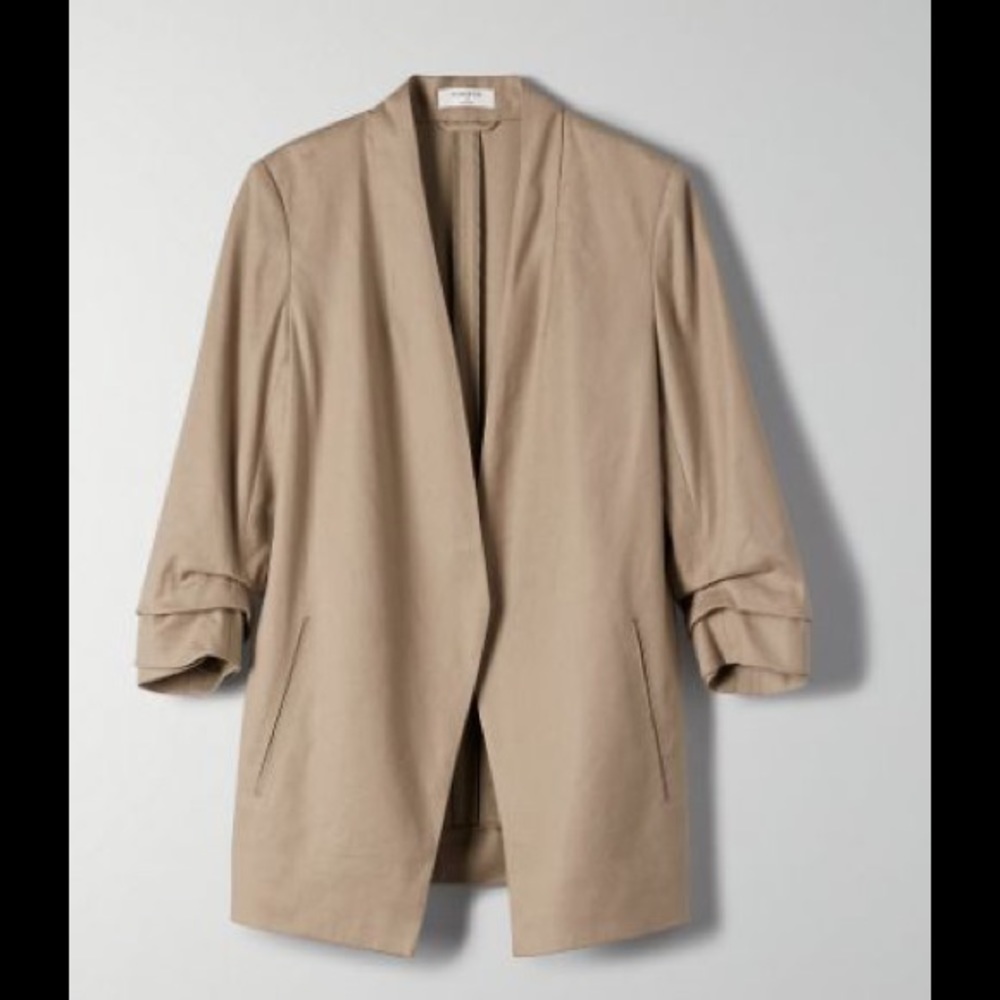 Aritzzia babaton Power Linen Blazer Olive color
